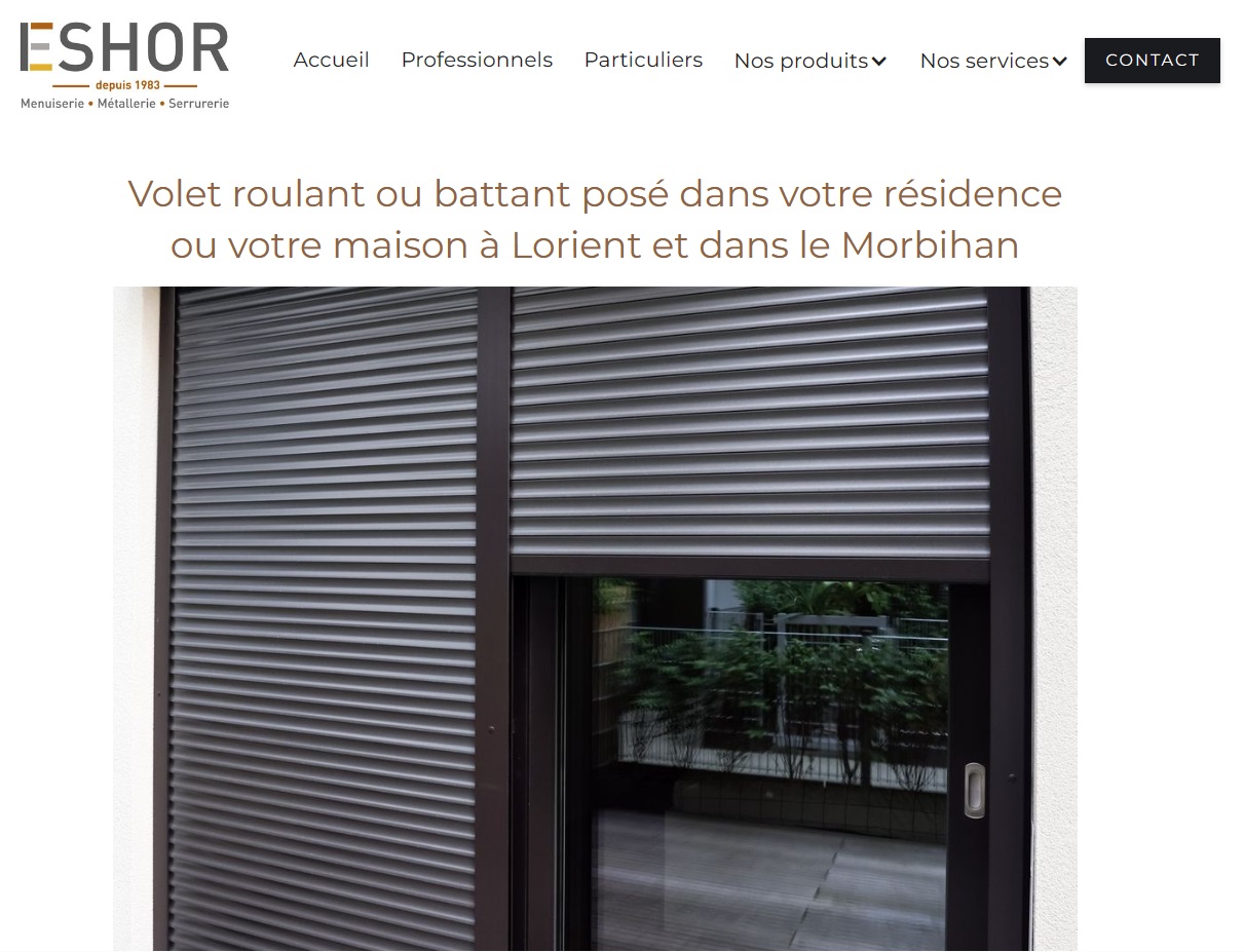 Pose de volets roulants à Lorient et Ouest Morbihan Eshor Menuiserie